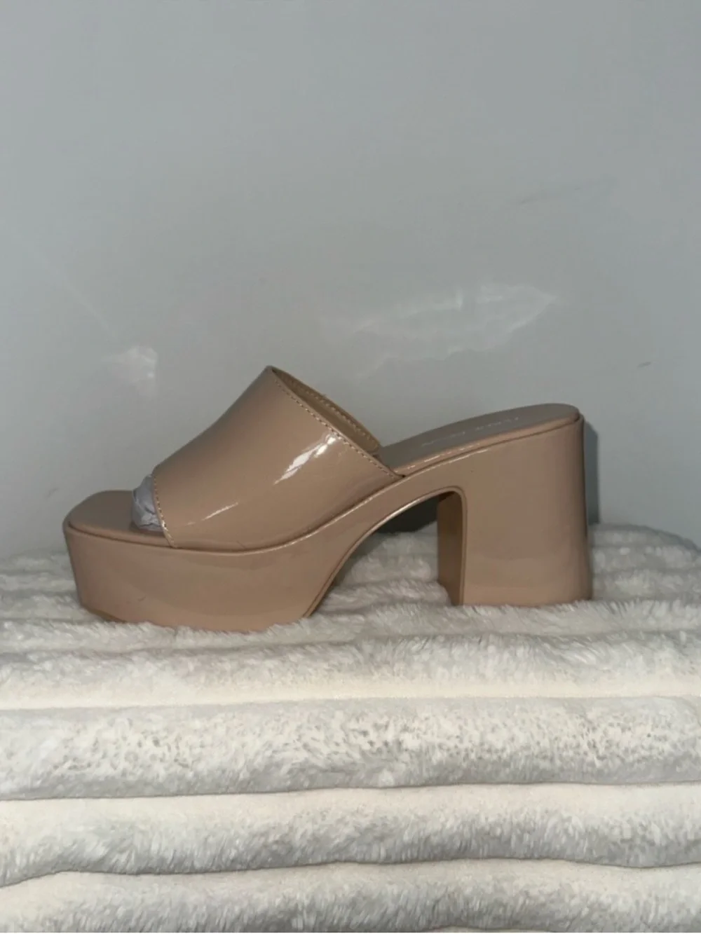Public Desire Platform Mule Heels Nude | Size 9 | Chunky Block Heel | NWT (ASOS)